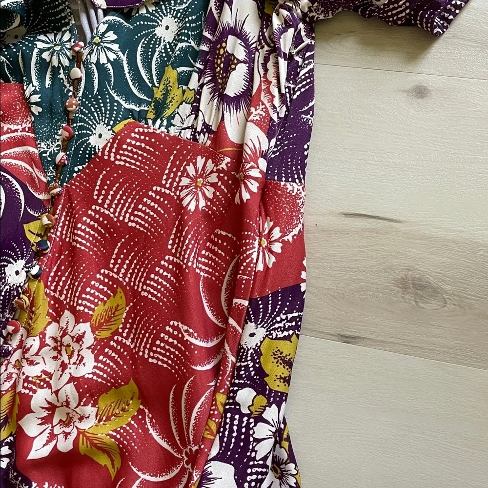 By Anthropologie V-Neck Flutter-Sleeve Buttoned Handkerchief Maxi Dress - Picture 16 of 17
